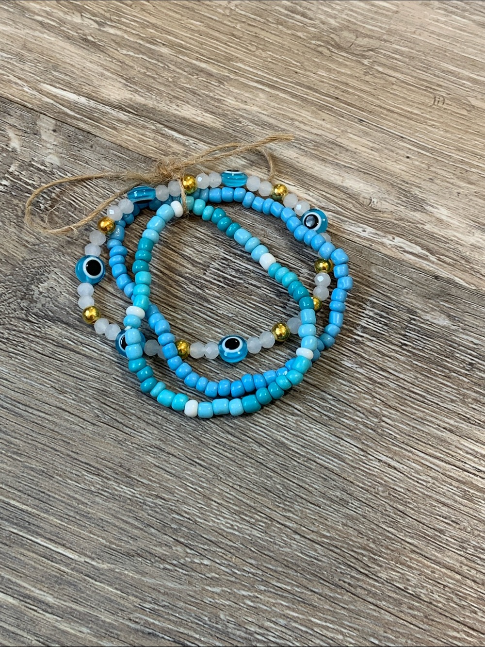 3/$10💕 Turquoise Beaded Evil Eye Stretch Bracelet Set